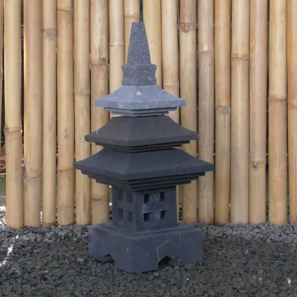 Product image 5 of the product “Japanese style Garden Lantern, made from Andesit Stone. Multipart. 55 cm Height, Roof is 25 cm width. ”